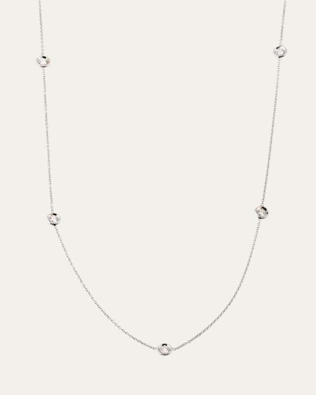 18k Gold Diamond Station Necklace